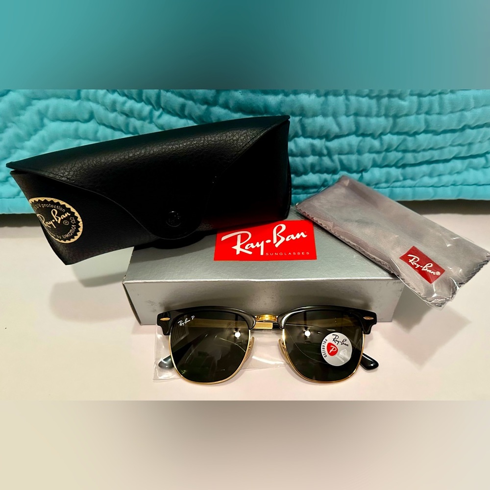 NWT- RayBan Clubmaster Metal - POLARIZED Never worn/ comes w/ box & case & cloth